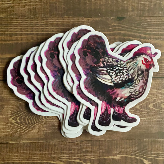 "Yeehaw!" Cowgirl Chicken Sticker