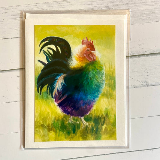 Pride Chicken Cards: Rainbow Rooster, The Fluffy One