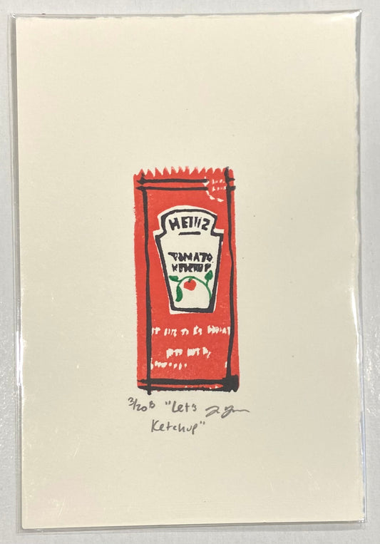 "Let's Ketchup" Condiment Packet Eraser Print