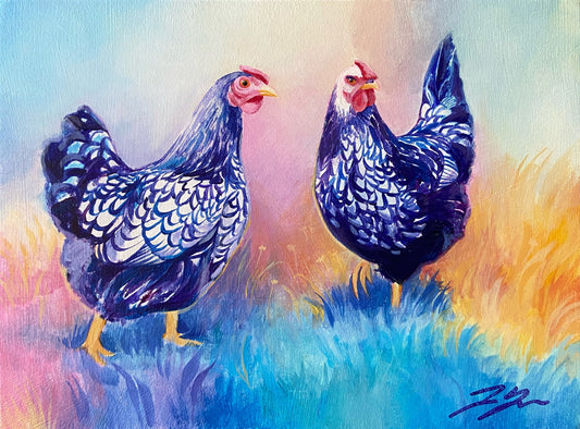 "Candy Wyandottes" Original Chicken Painting