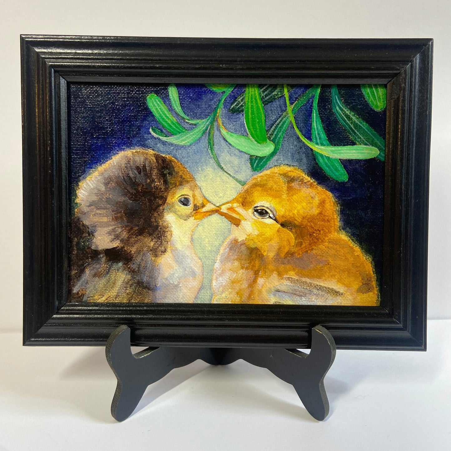 "Mistletoe Chicks" Original Chicken Painting