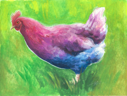 Biseggsual Pride Chicken Original Gouache Painting