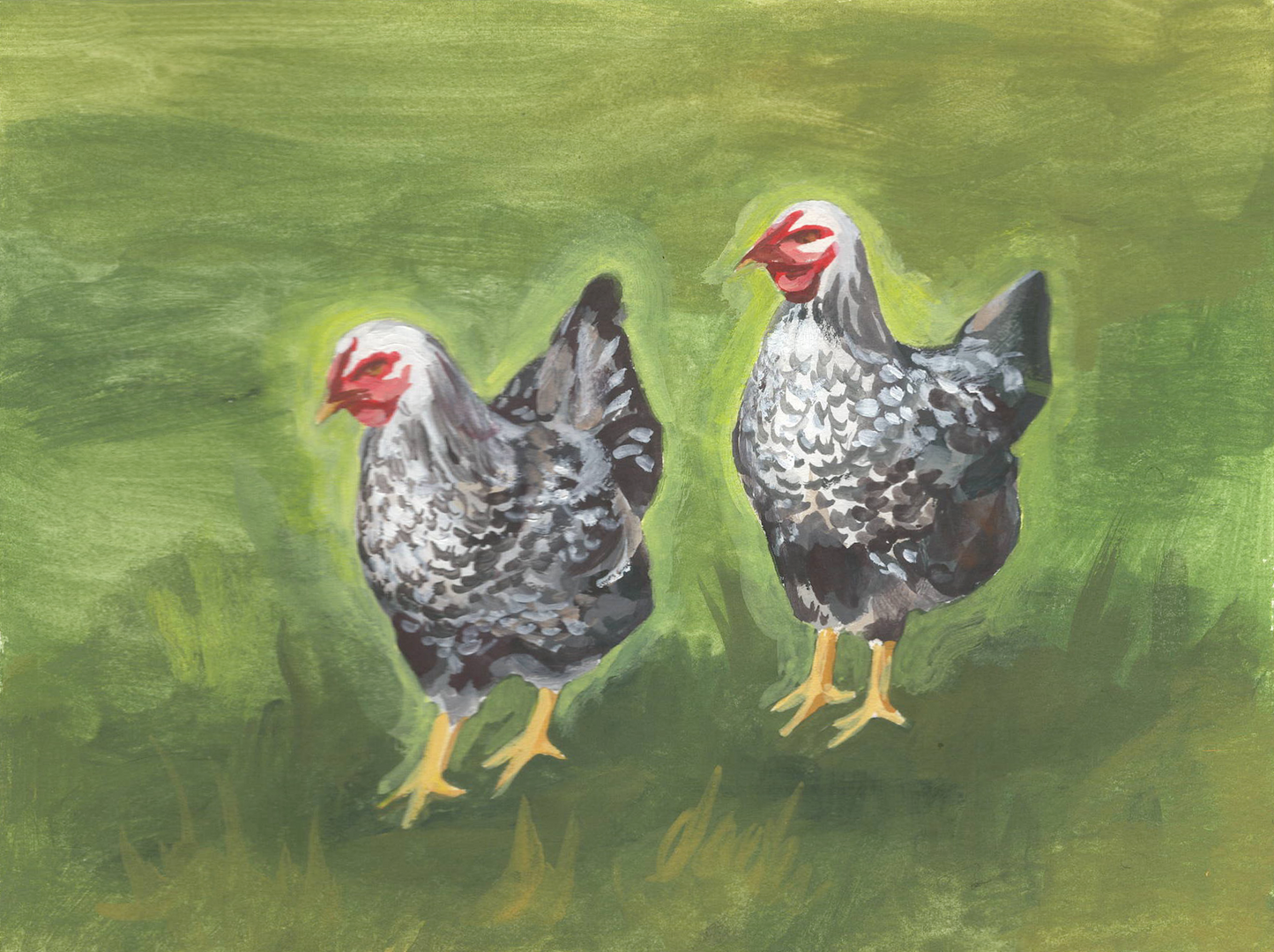 Hen Friends, Original Chicken Painting