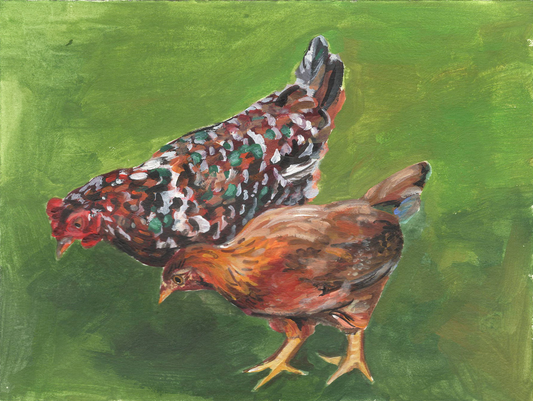 Feathered Friends, Original Chicken Painting