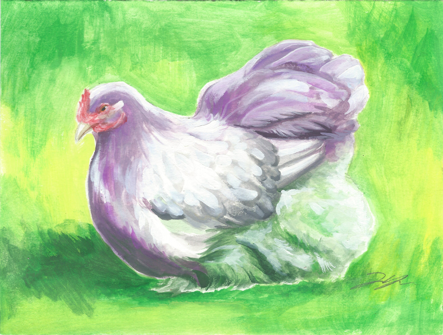 Henderqueer Pride Chicken Original Gouache Painting