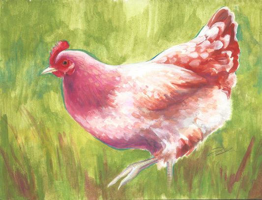 "Lesbihen Pride Chicken" Original Gouache Painting
