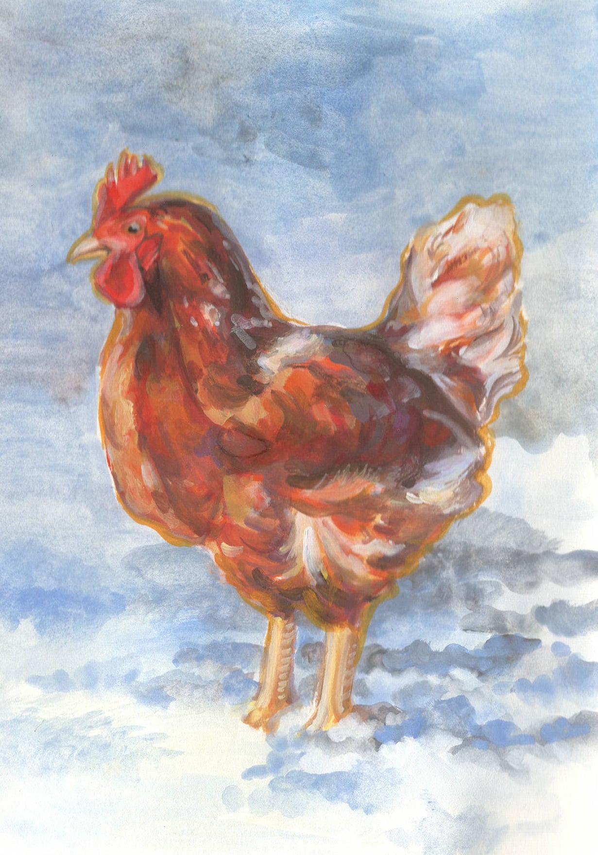 "Snowbird" Original Chicken Painting